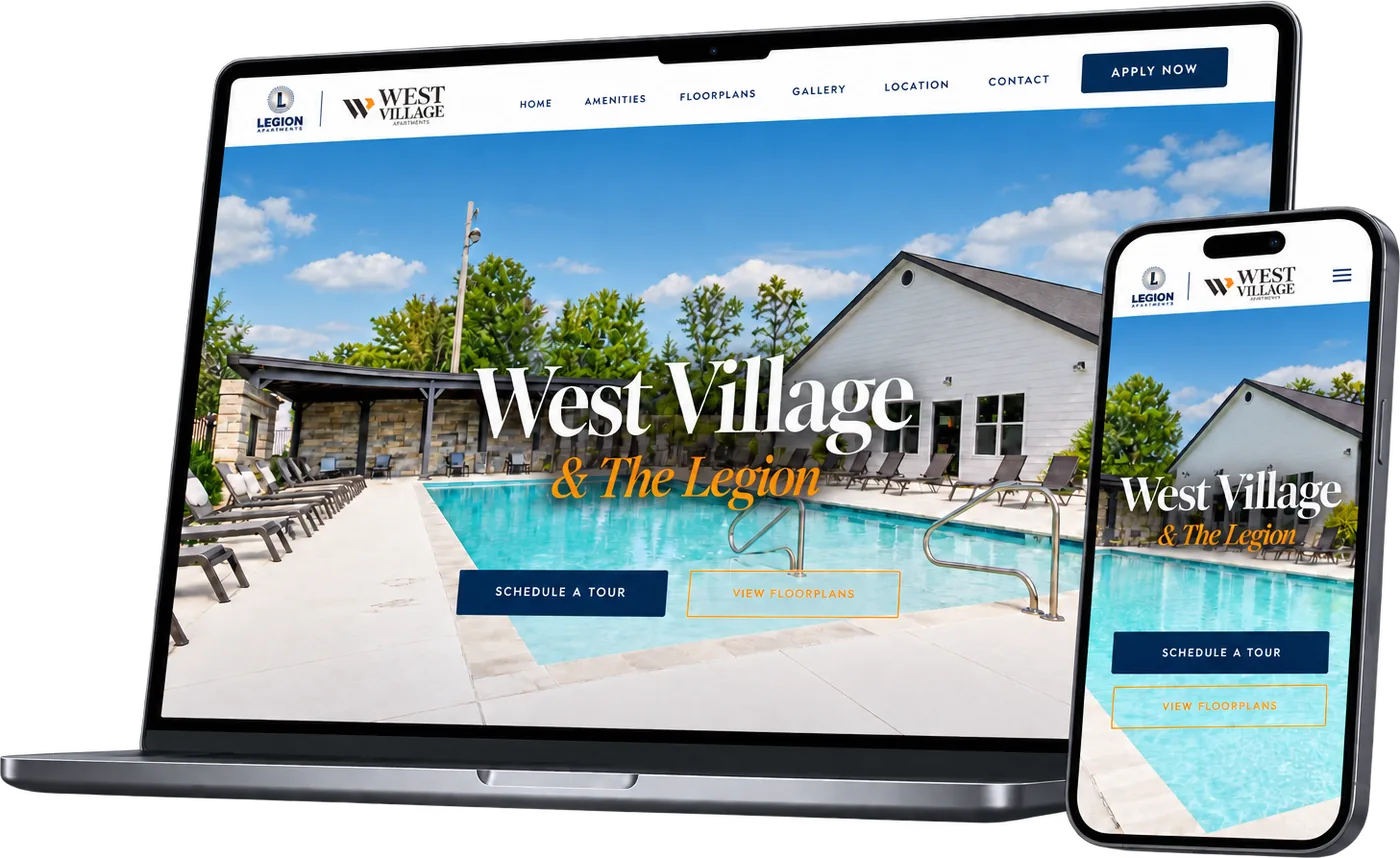 West Village Festus website on a laptop and phone